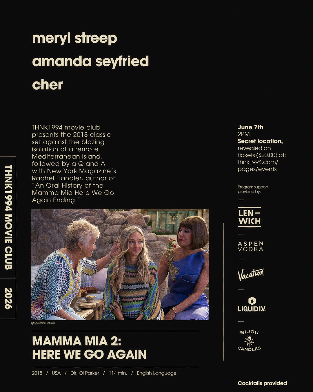 THNK1994 Movie Club: Mamma Mia! Here We Go Again + Discussion w/ Rachel Handler | 21+